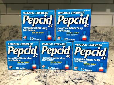 5 Pack PEPCID AC Original Strength Acid Reducer 10mg 30 Tablets EXP. 01/2027