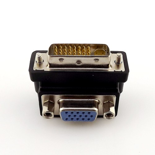 1x Right Angle 90 Degree VGA Female To DVI 24+5 Pin Male Video Convertor Adapter - Picture 1 of 1