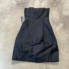 Ann Taylor Dress Womens 4 Black Silk Strapless Short Evening Lined Pockets