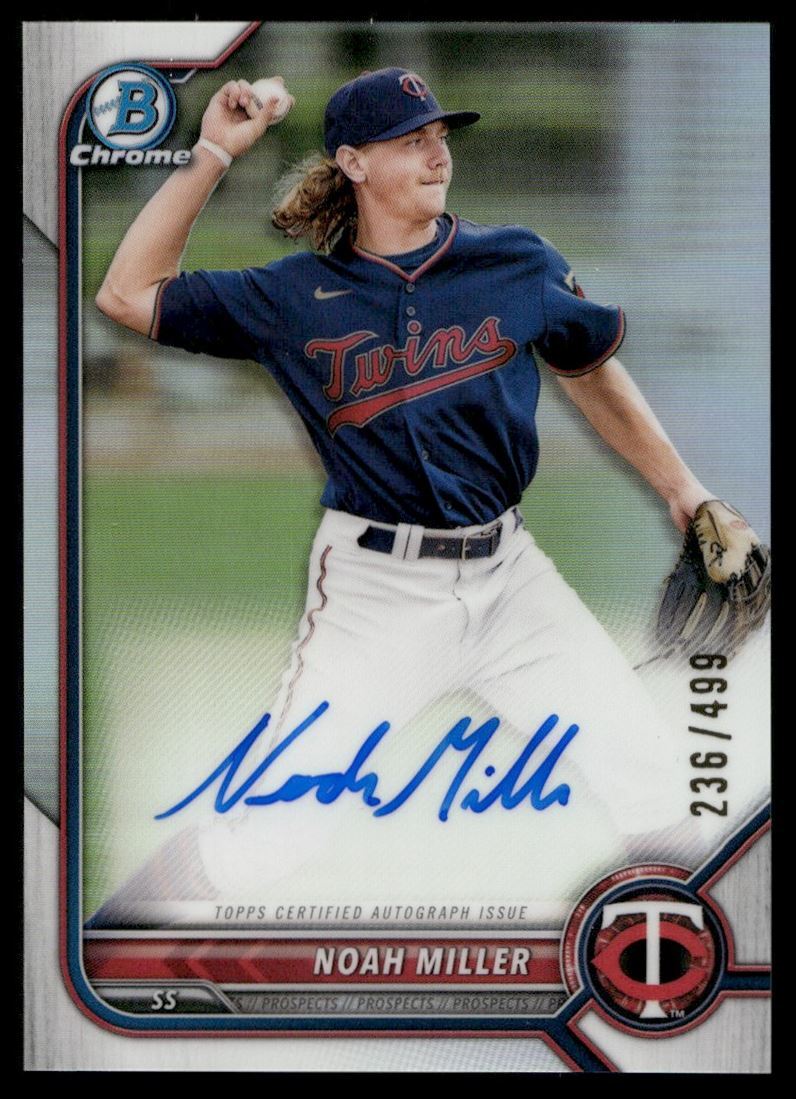 2022 Bowman Chrome Refractor Noah Miller Auto /499 Twins #CPA-NM C17