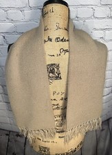 Beige Acrylic Scarf With Fringe Unisex