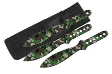 Throwing Knife Set | 3-Pc. Camo Stainless Steel Spear Point 6" Overall + Sheath