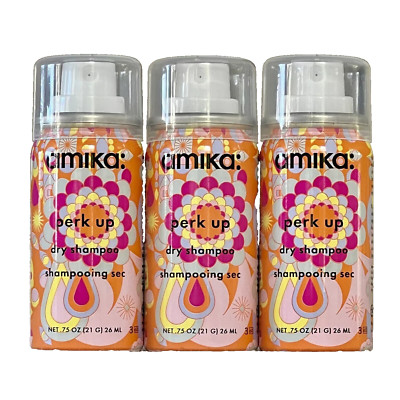 3X Amika Perk Up Dry Shampoo .75 oz 33 ml Travel Size LOT OF 3