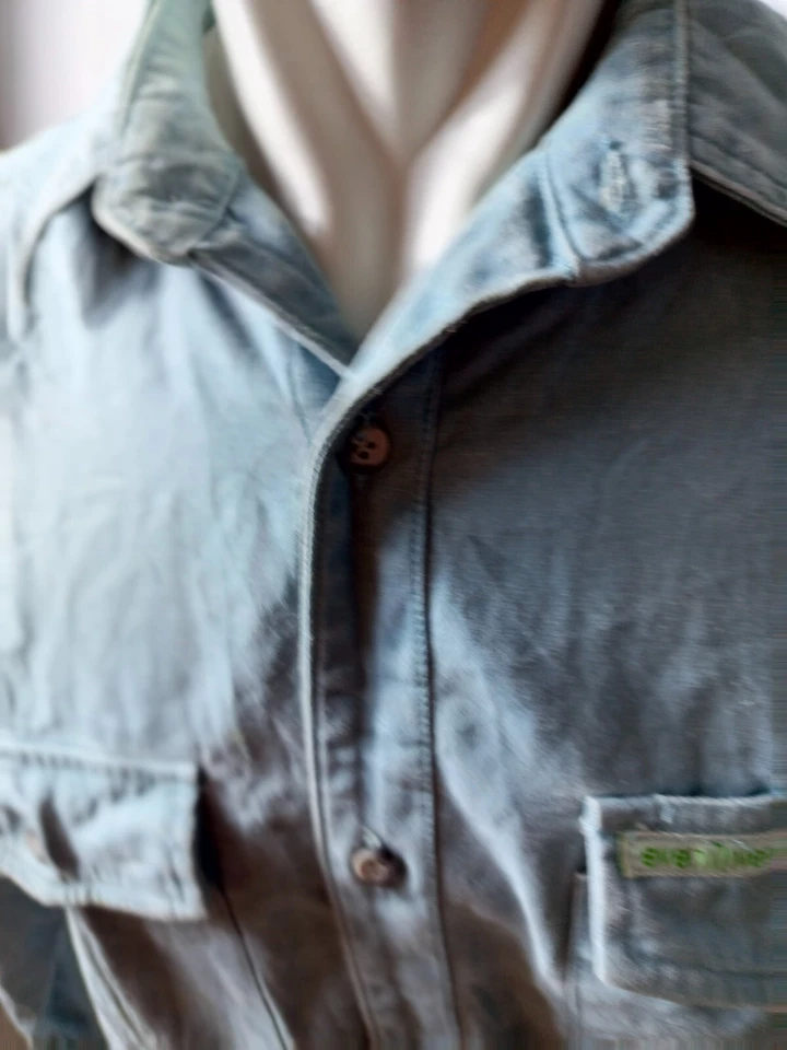 EVENLIVER Brand Denim Jacket Button Up Long Sleeve Collar Blue | P:24, L:31.5in - Image 4 of 4