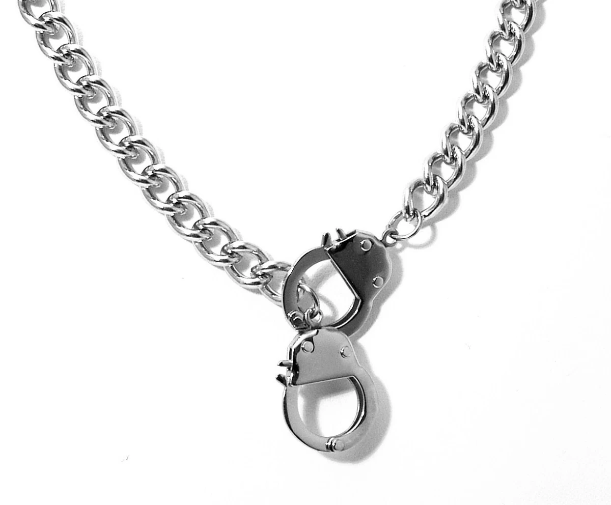 Handcuff necklace white sale gold