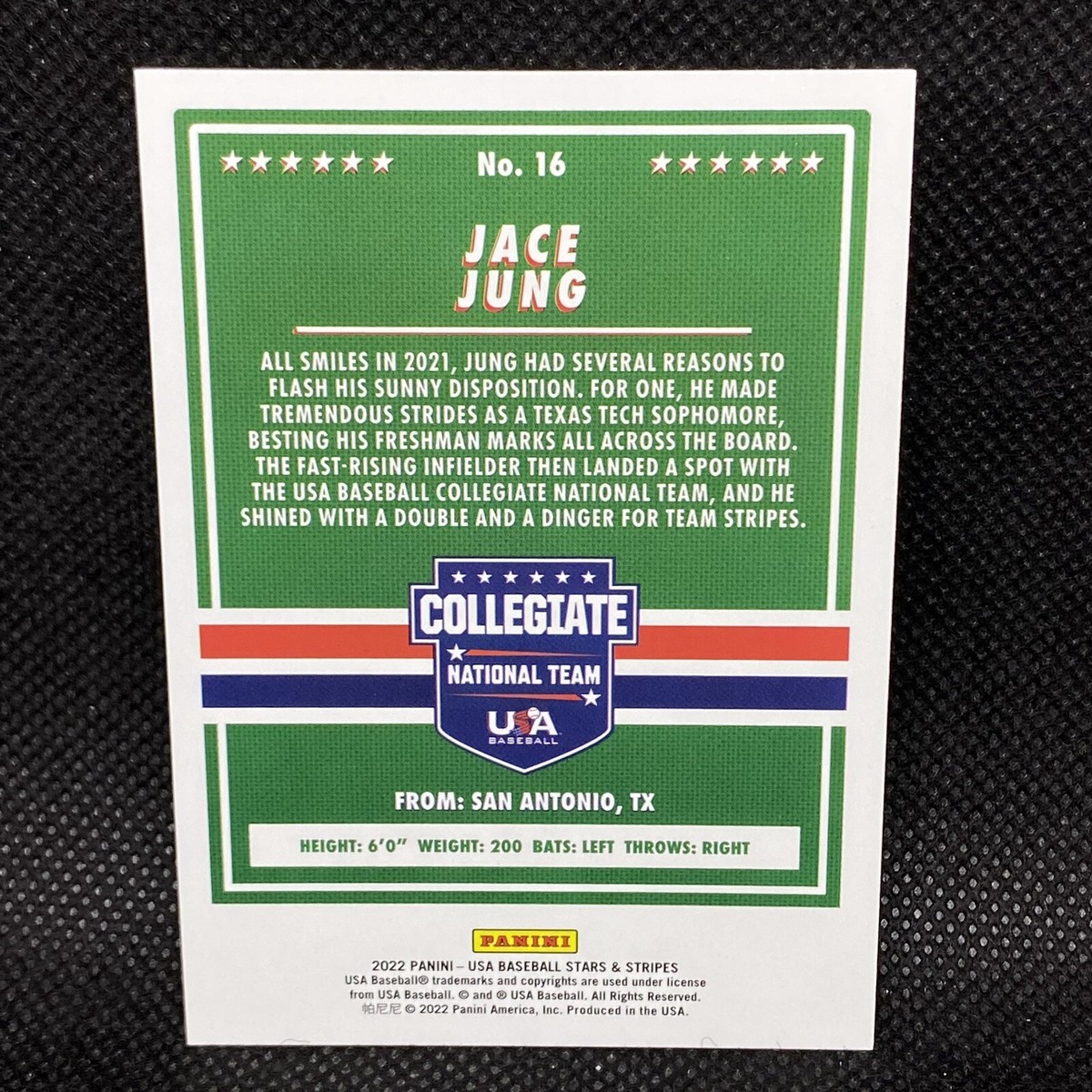 2022 Panini Stars & Stripes Jace Jung Detroit Tigers Rookie #16