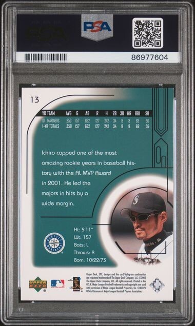 ICHIRO 2002 SPx #13 PSA 9 MINT QTY | eBay