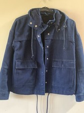 Next Denim Jacket Hooded (Removable) Fully Lined Dark Wash Patch Pockets Size 10