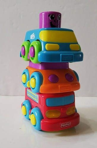 Fisher Price Stack n Surprise Stackable Fire Truck Mail Truck Car Toddler Sounds
