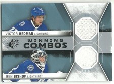 2014-15 SPx Winning Combos VICTOR HEDMAN & BEN BISHOP LIGHTNING DUAL JERSEY