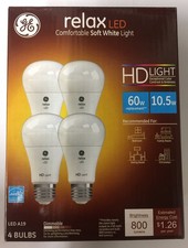 4 bulbs GE Relax LED Light Bulb, 10 watt 60W equivalent Soft White 800
