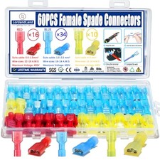 60PCS Female Spade Connector Kit, Nylon Spade Terminal Connectors for 12-10,