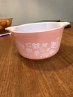 Vintage Pyrex Pink Gooseberry 473 Casserole Dish 1 Qt NO LID Pink White