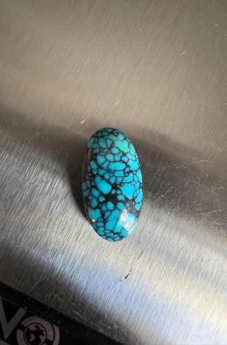 Very Rare Old Stash Lander Blue Turquoise Oval Cab 6 Carats Backed GT-0103