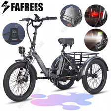 20" Fafrees Folding Electric Tricycle 48V 3 Wheel E-Bike Fat Tire Cargo E-Trike