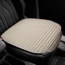 Car Front Seat Cover Breathable Linen Automotive Seats Cushion Color Beigesg