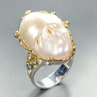 Handmade Natural Baroque Pearl Ring 925 Sterling Silver Size 8 /R463384