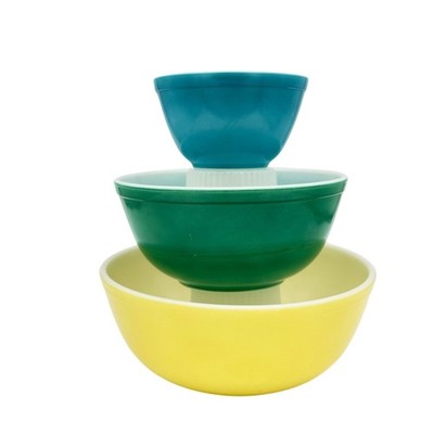 Vintage Pyrex Primary Colors Nesting Mixing Bowls Set of 3 Yellow Green Blue
