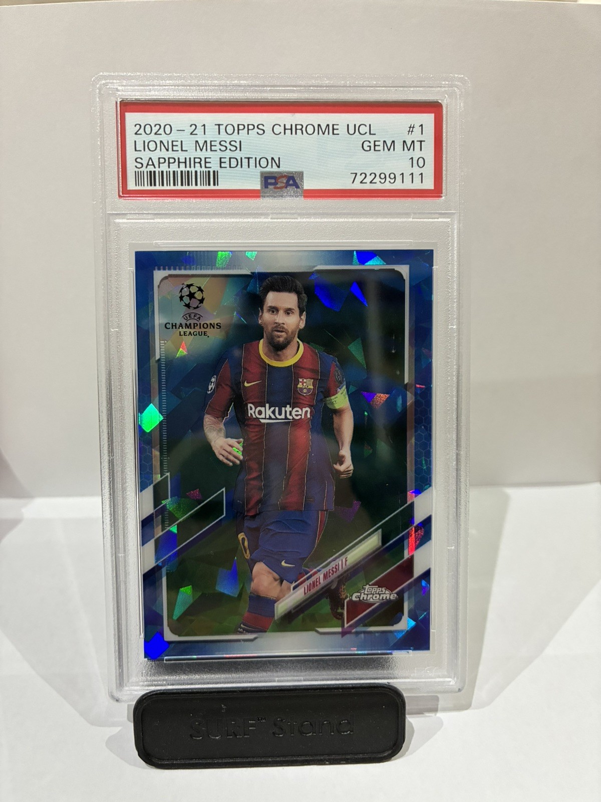 💥2020-21 Topps Chrome UCL Lionel Messi Sapphire Edition PSA 10