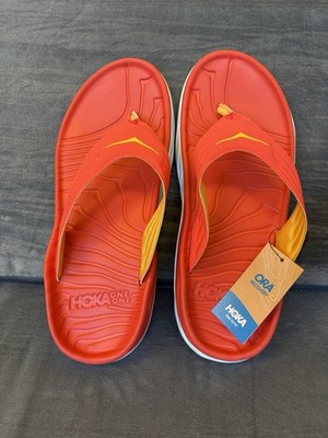 Hoka One Ora Recovery Flip Flops Women Size 8 US Fiesta/Amber Yellow Cushioned