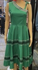50s style Mexican Patio full circle green dress one shoulder Sz XS Rockabilly