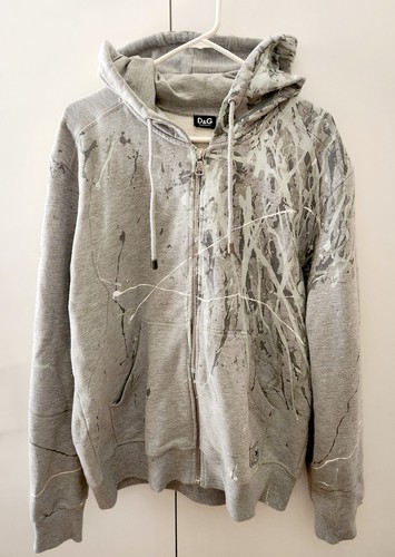 Dolce & Gabbana, Vintage DOLCE & GABBANA Mens Paint Splatter Hoodie Sweater Zipper Streetwear