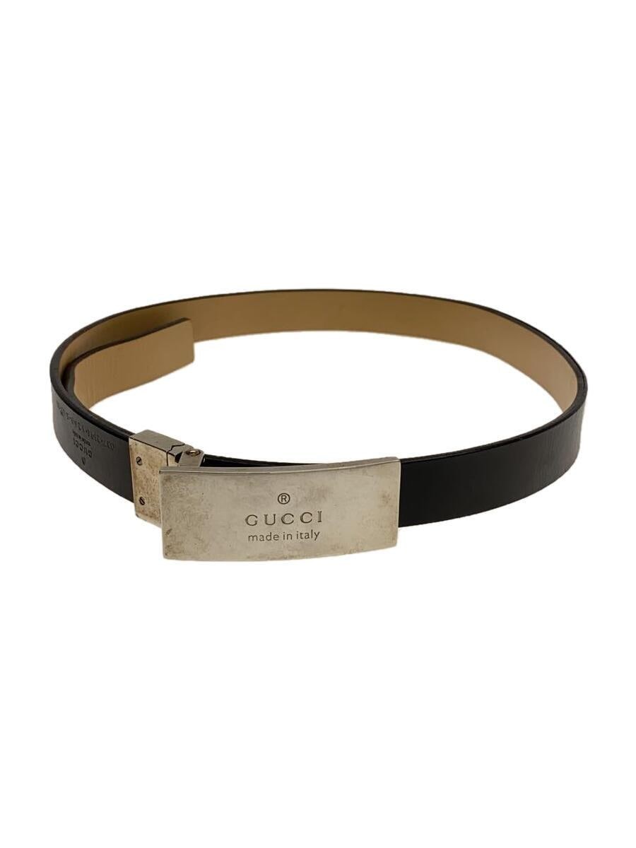 GUCCI Leather Belt, Black, Plain, Women's