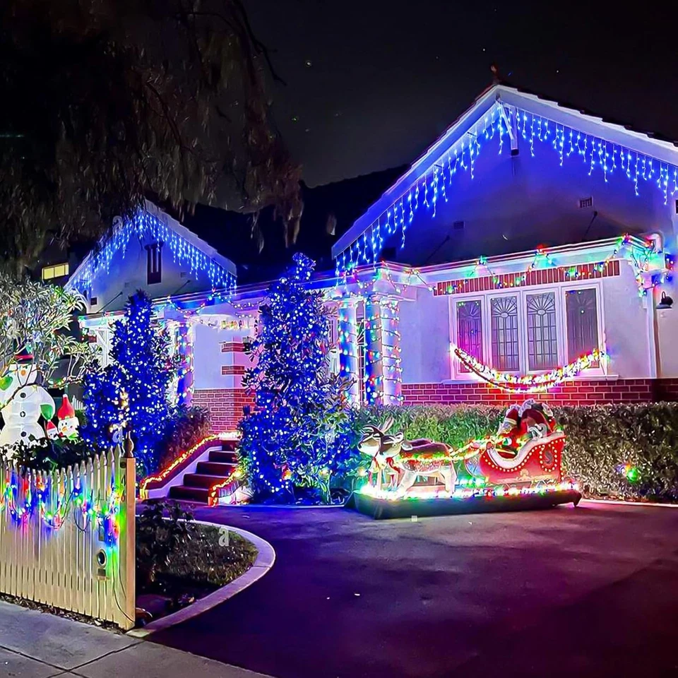 Christmas Lights Outdoor Decorations 96-960 LED 8 Modes Curtain String Light US - Image 2 of 4