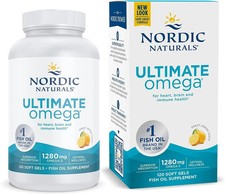 Nordic Naturals Ultimate Omega-3 1280mg 180 Softgels, Heart Brain Health