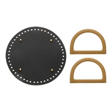 Bag Bases for Crochet 7.5" x 7.5" Round Bag Bottom Shaper with Handle Black