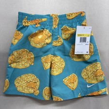 Nike Swim Trunks Shorts Boys YOUTH Tossed Waffles and Syrup Size Small 5 NWT