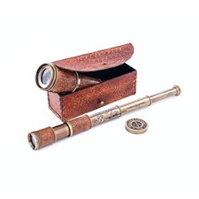 RII Antique Decor Spyglass, Pirate Telescope with Leather Case, Handheld 17.5"