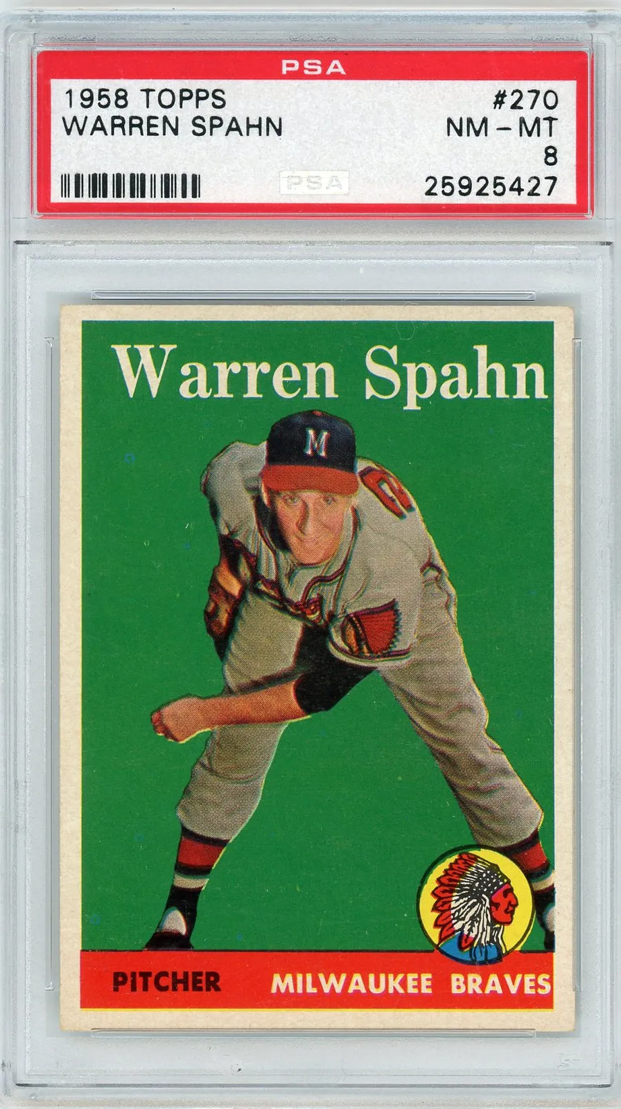 1958 Topps Warren Spahn #270 PSA 8