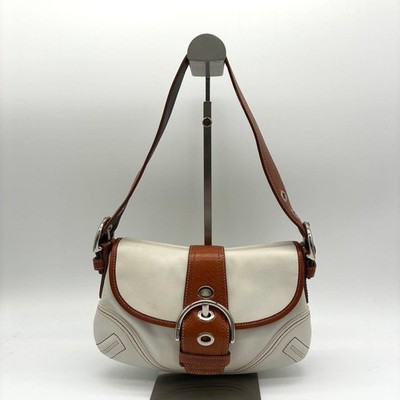 COACH Soho Leather One Shoulder Bag White Authentic Women's Crossbody