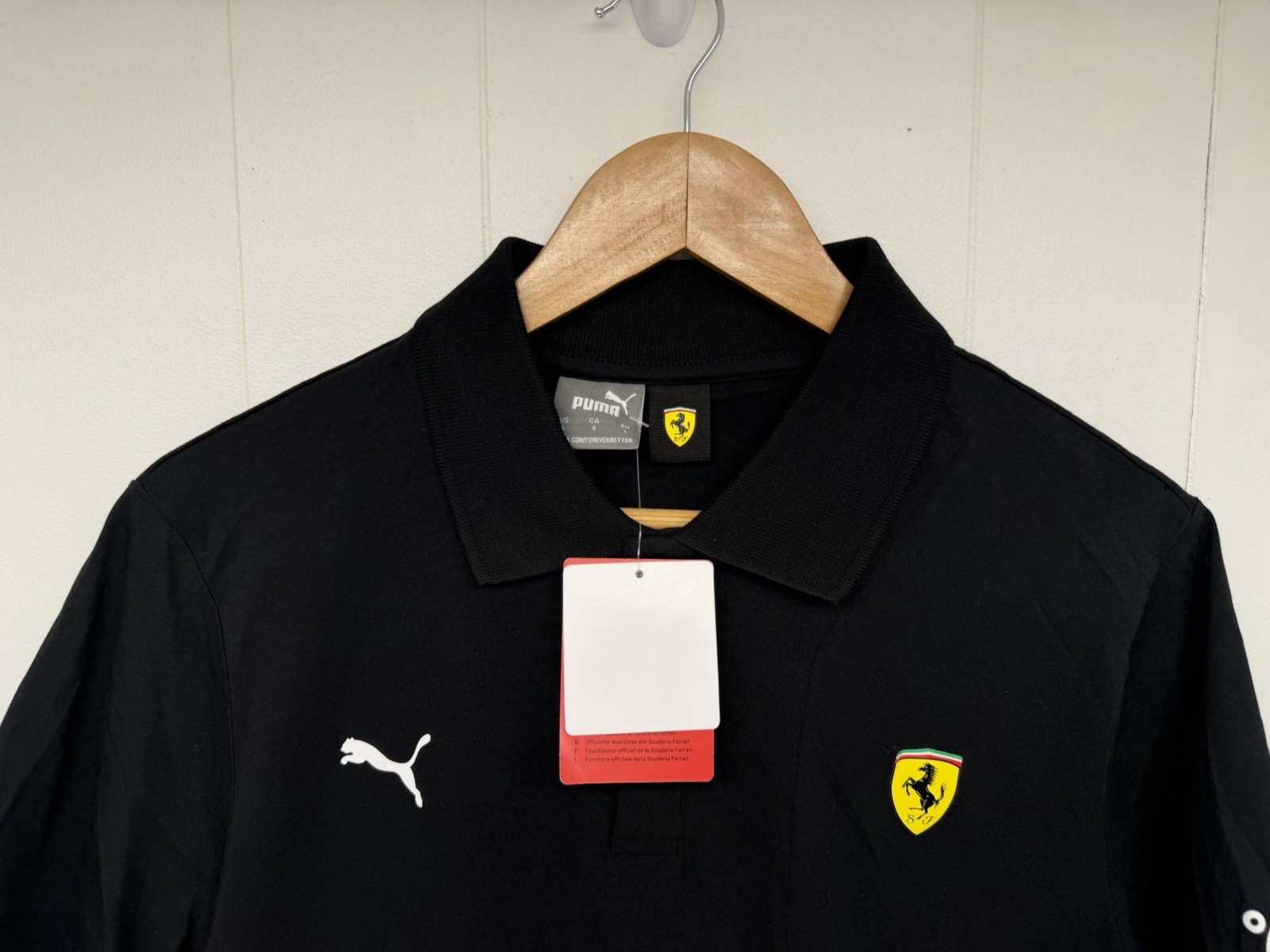 Scuderia Ferrari F1 Mens L Classic Polo Shirt Black Puma NWT thumbnail 6
