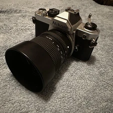 Vintage Nikon FM 35mm Silver Film Camera + Lens
