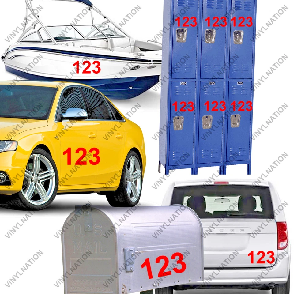 Adesivo de vinil números 0-9 decalques conjunto de 40 - Selecione cor e tamanho 1" a 6" - Imagem 4 de 4