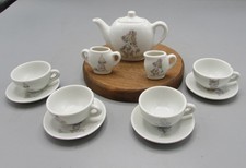 Vintage Childs China Tea Set Porcelain Tea Pot Cream Sugar 4 Cups and Saucers