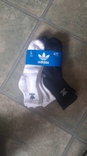 adidas Men's Quarter Athletic Socks 6 Pairs Black White Size L