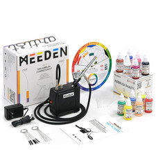 Meeden Airbrush Kit Air Compressor 12 Colors Acrylic Paint Dual Action Air