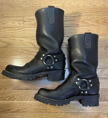 Wesco Harness Boots Black Leather 9.5 D Men Pull On Boss Motorcycle Engineer USA