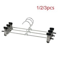 1/2/3PCS Strong Metal Clips Hangers Chrome Clothes Coat Trouser Skirt Rack