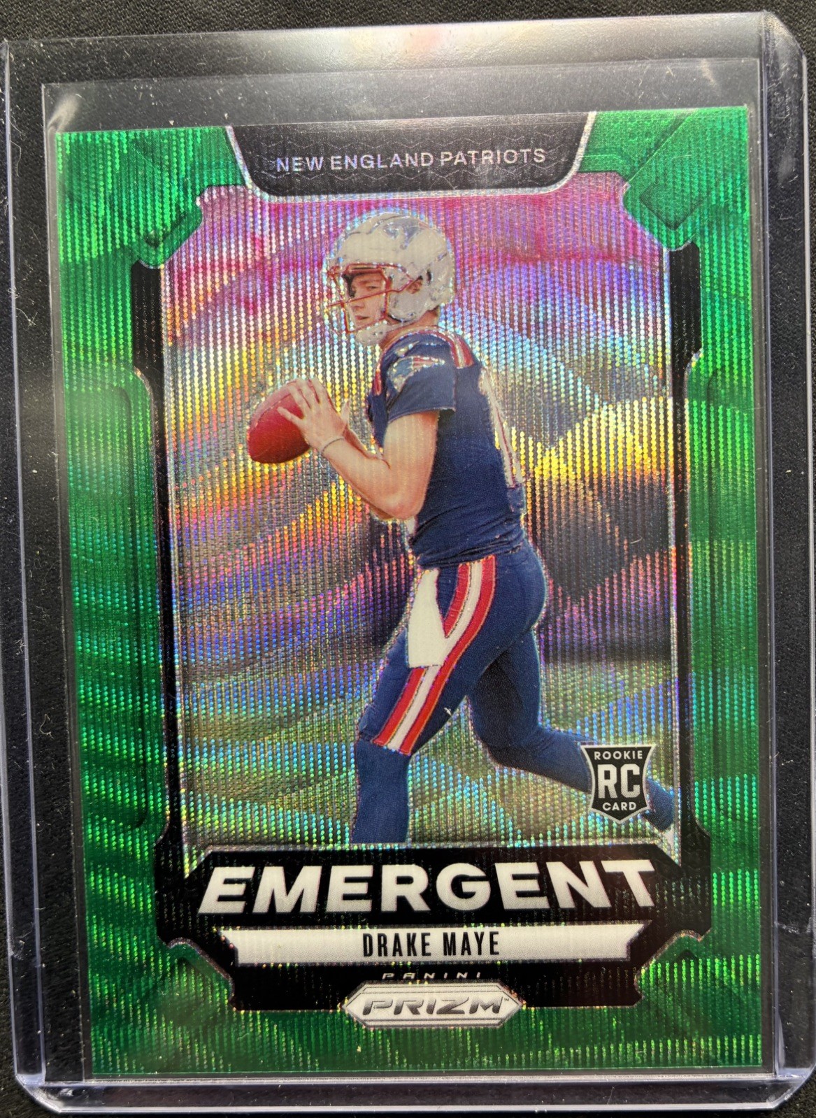🔥2024 Panini Prizm Drake Maye Rookie Emergent Green Wave Prizm Patriots RC #4🔥