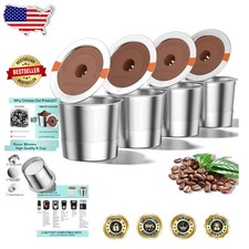Save Money Reusable K Cups 4 Pack - Stainless Steel - Perfect Seal Keurig Brewer