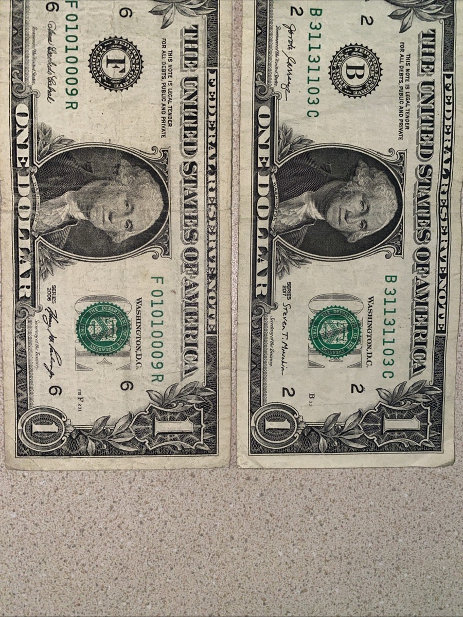 fancy extremely cool trinity serial number 1 dollar bill 01010009r