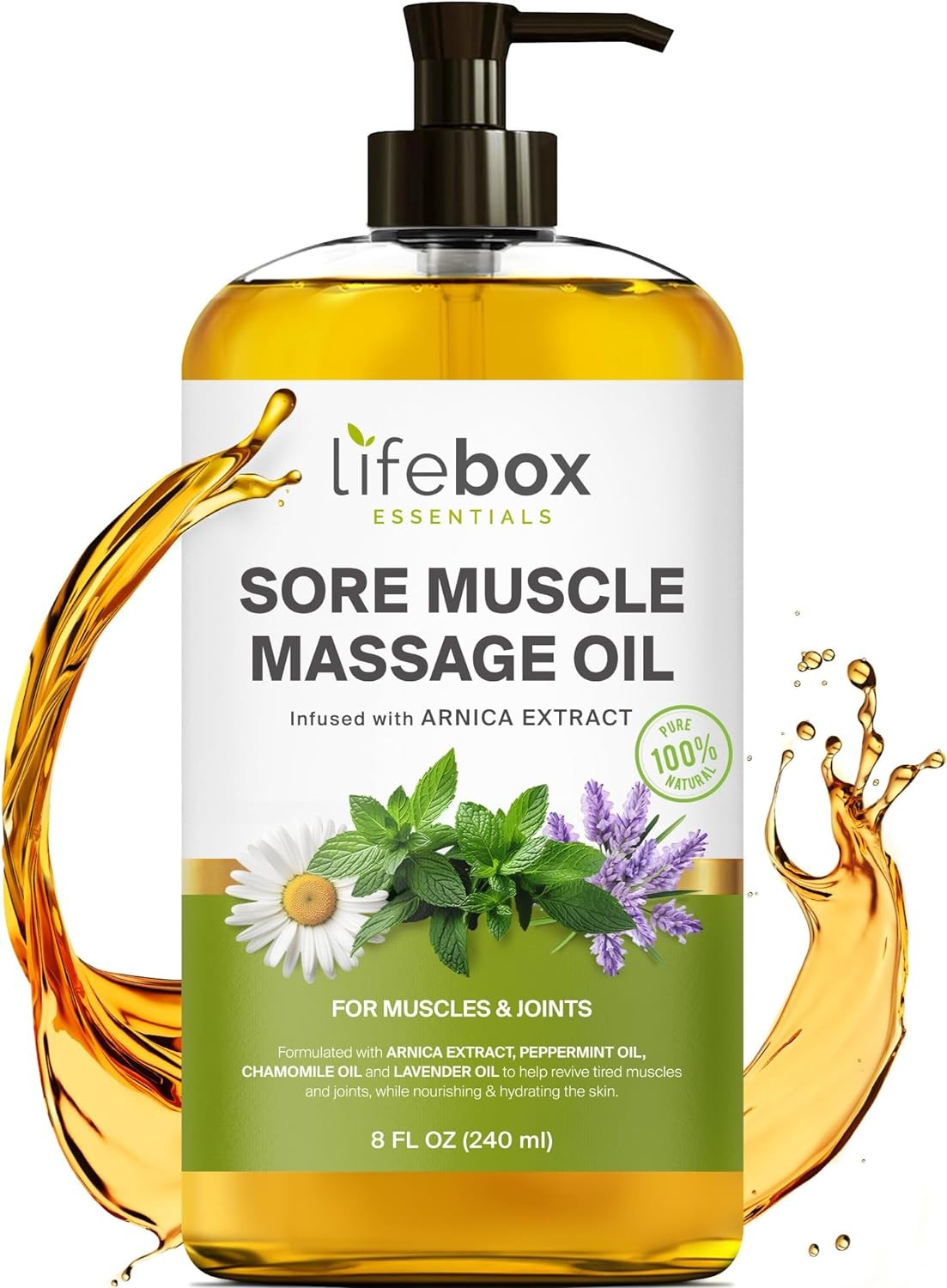 Arnica Sore Muscle Massage Oil – 100% Pure & Natural - Massage Therapy for Mus