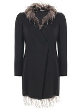 RRP 3700$ Brunello Cucinelli wool blazer ostrich feather edging collared size 44