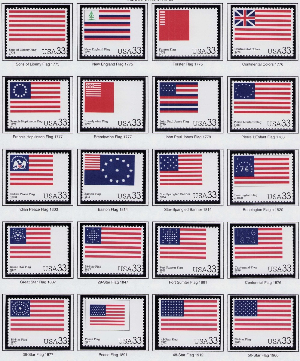 2000 US 3403 33c The Stars and Stripes Flags Full set of 20