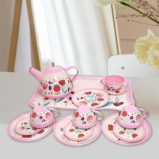 Kids Tea Set Tea Party Set Pretend Toy Metal Educational Afternoon Tea Playset