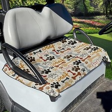 Golf Cart Seat Cover, Polyester Spandex Seat Cushion, Dog Paw Bone Color
